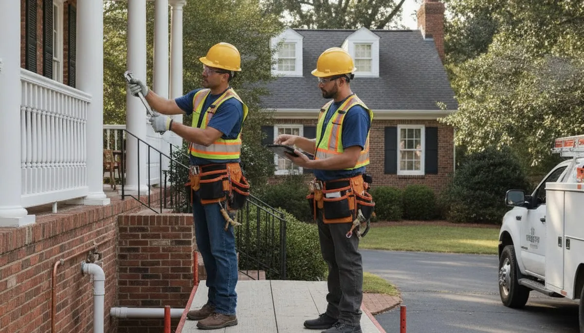 Plumber repairing a pipe in Greensboro, NC for fast plumbing repair service
